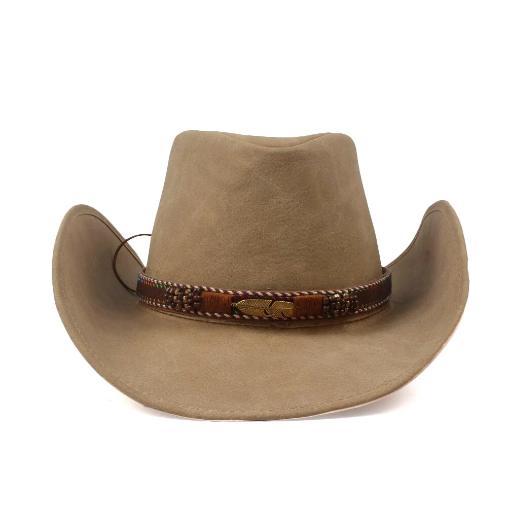 100% Leather Cowboy Hat Unisex Women Men Western Hat For Lady