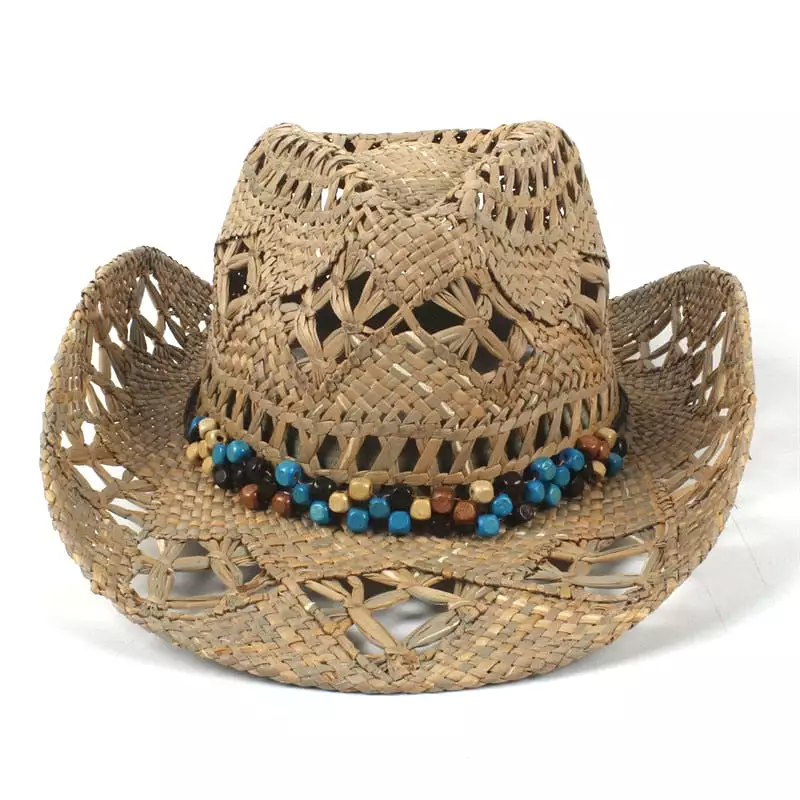 100% Natural Straw Cowboy Hat Women Men Handmade Weave Cowboy Hats