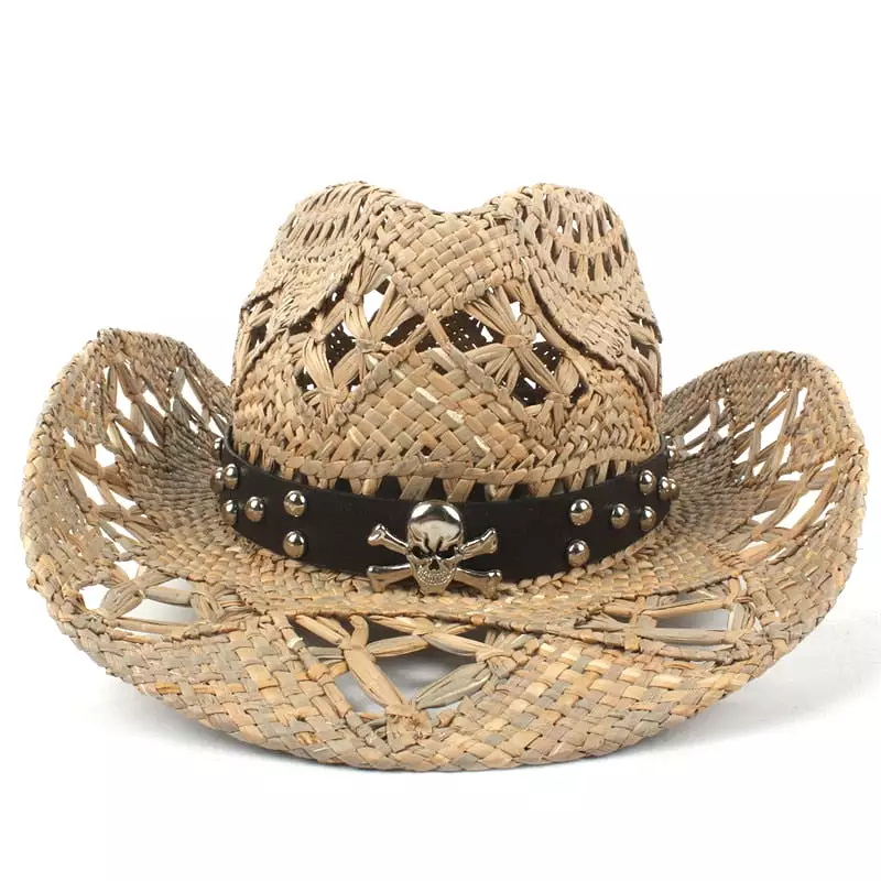 100% Natural Straw Cowboy Hat Women Men Handmade Weave Cowboy Hats