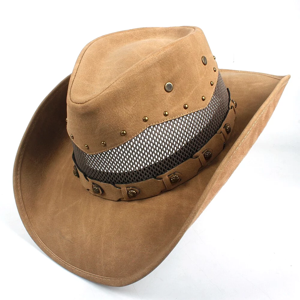 36 Stlye 100% Leather Men Western Cowboy Hat For Gentleman Dad Cowgirl Sombrero Hombre Caps Big Size XXL large head