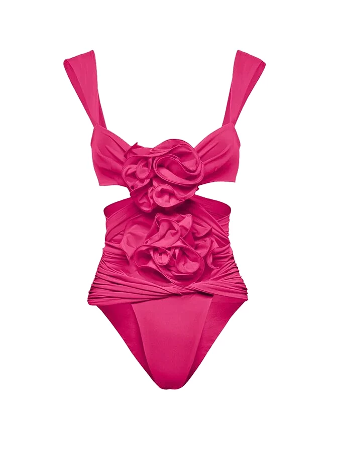 3D Flower Cutout One Piece Swimsuit