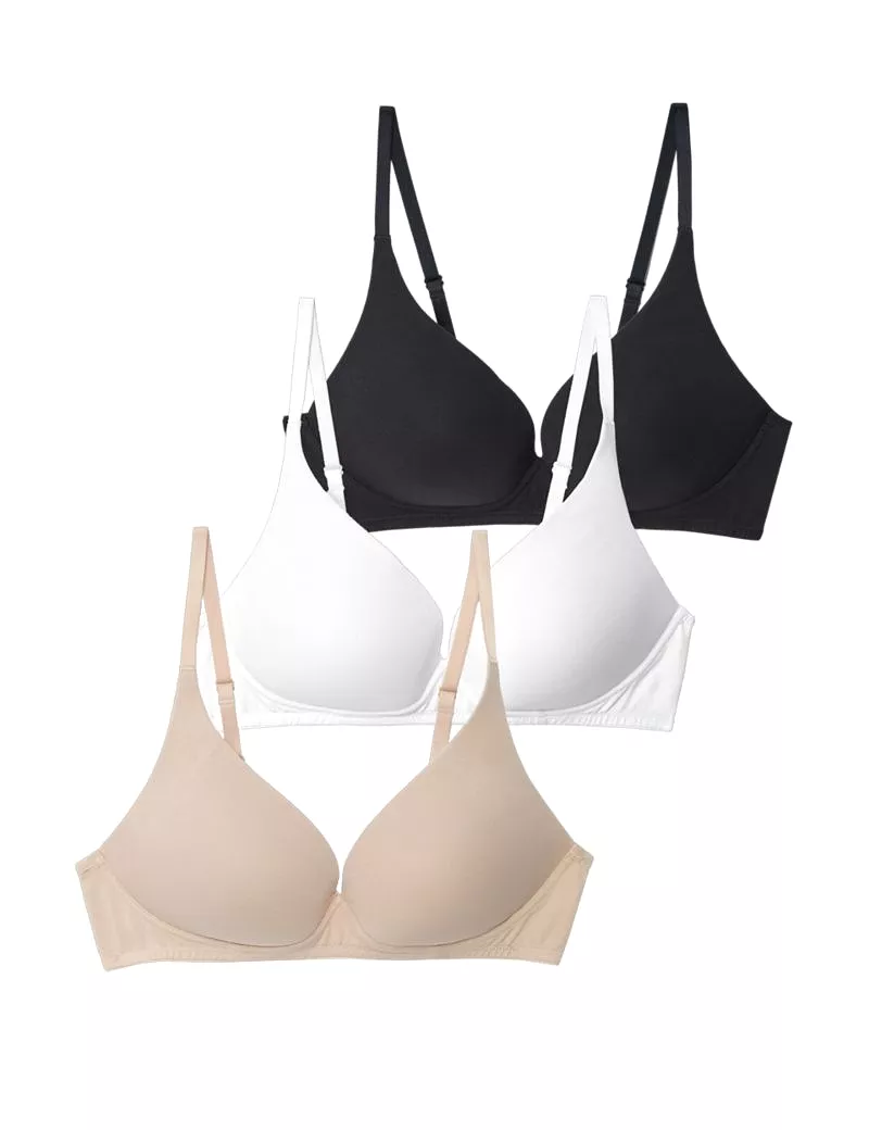 3pk Non Wired Plunge T-Shirt Bras A-E