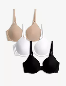 3pk Wired Plunge T-Shirt Bras A-E