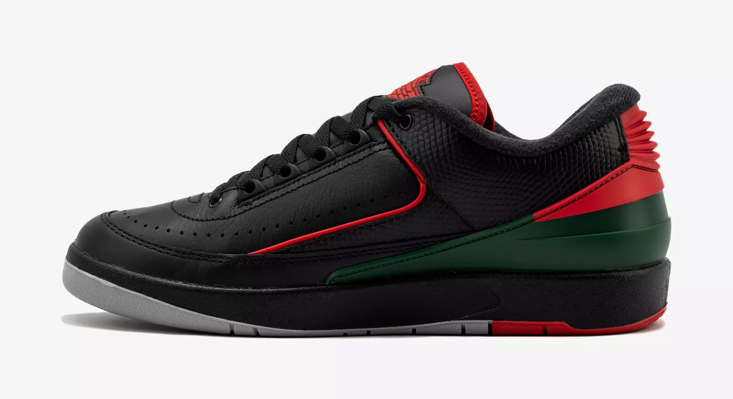 Air Jordan 2 Retro Low Christmas Mens Lifestyle Shoes (Black/Fire Red/Cement Grey) Free Shipping