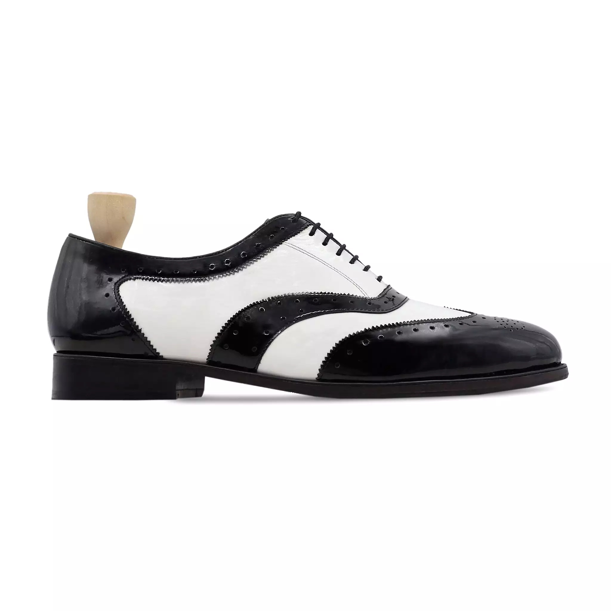 ALPHA - BLACK AND WHITE PATENT OXFORD