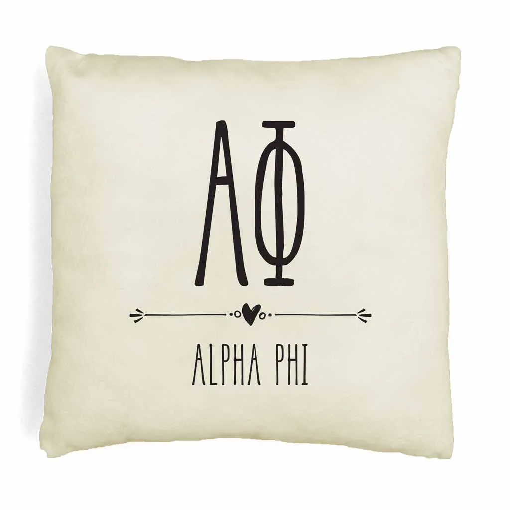 Alpha Phi Greek Boho Sorority Throw Pillow Cover for Dorm or Apartment