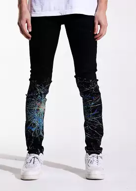 Atlantic Paint Splatter Denim (Black) /C3