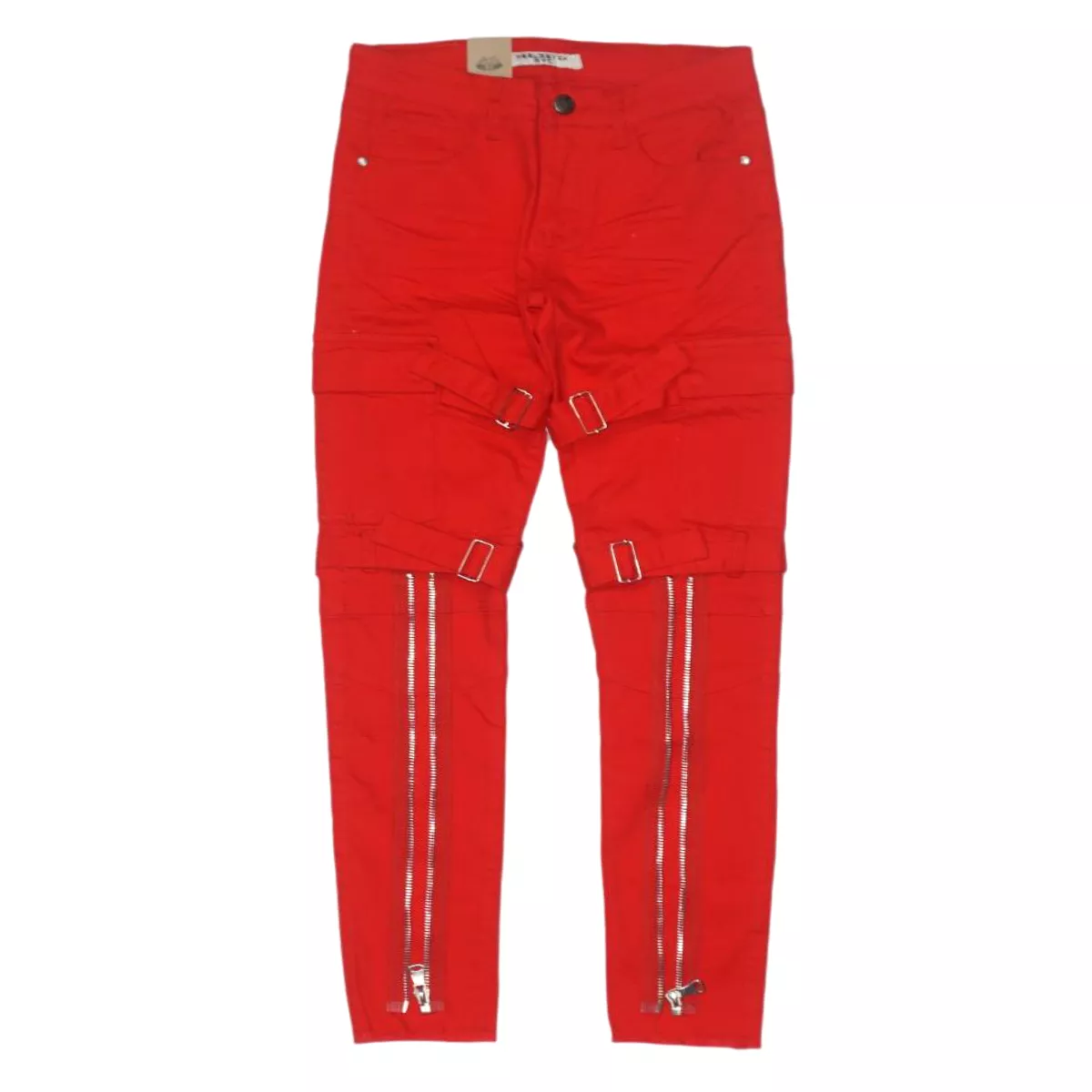 Baghdad Prem Stretch Twill Zipper Cargo Denim (Red) /C4