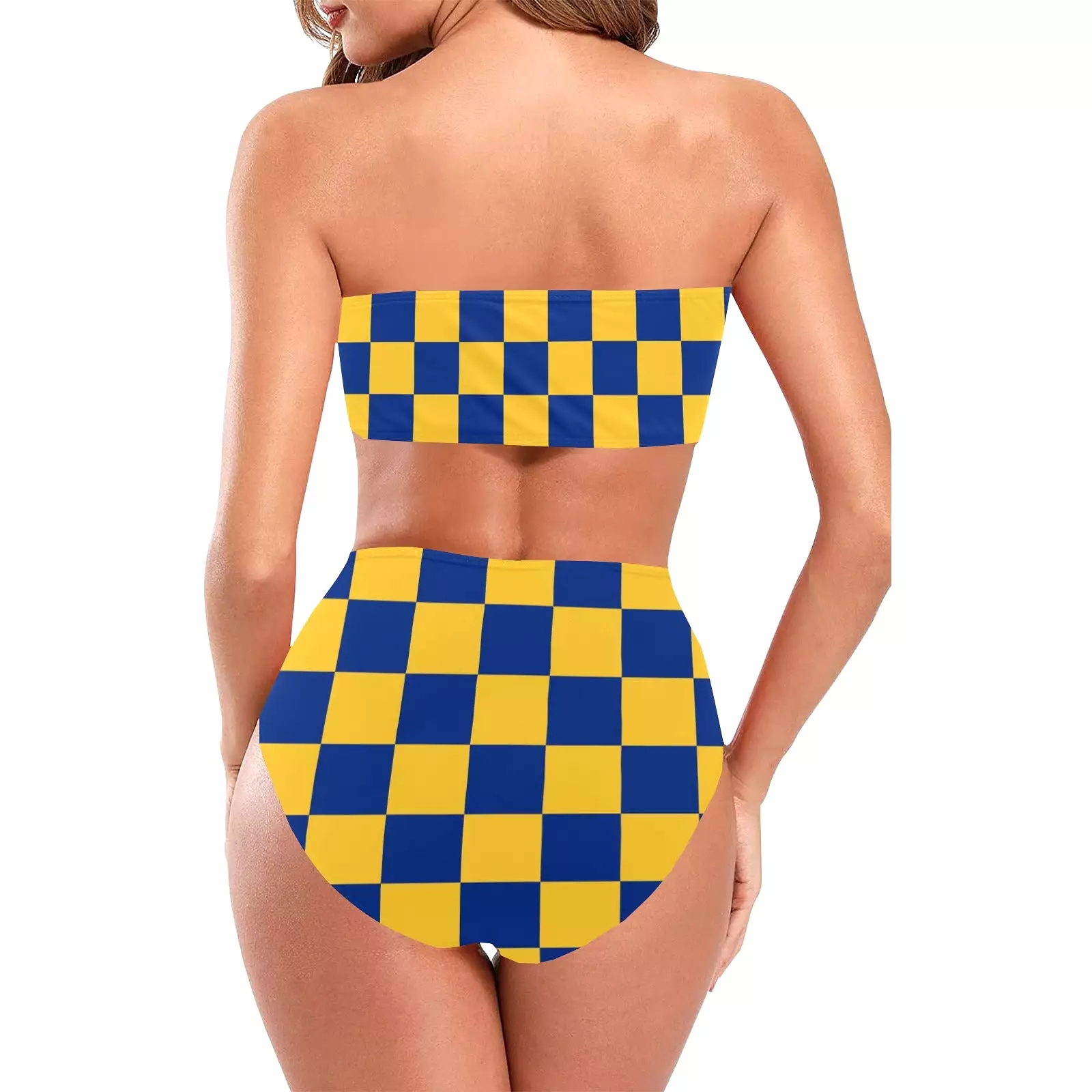 barbados checkered Chest Wrap Bikini Swimsuit (Model S36)