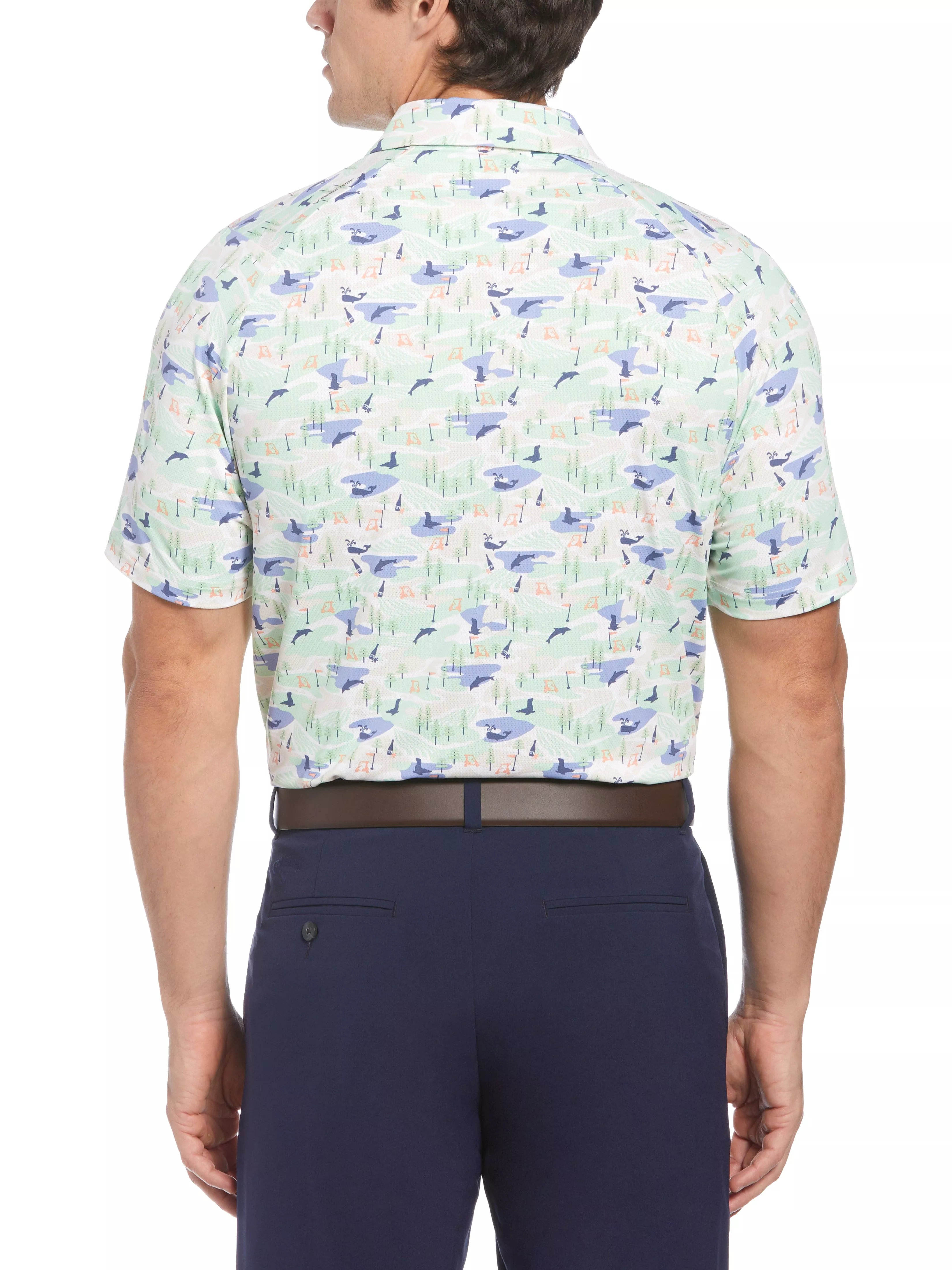 Big & Tall Abstract Coastal Print Golf Polo