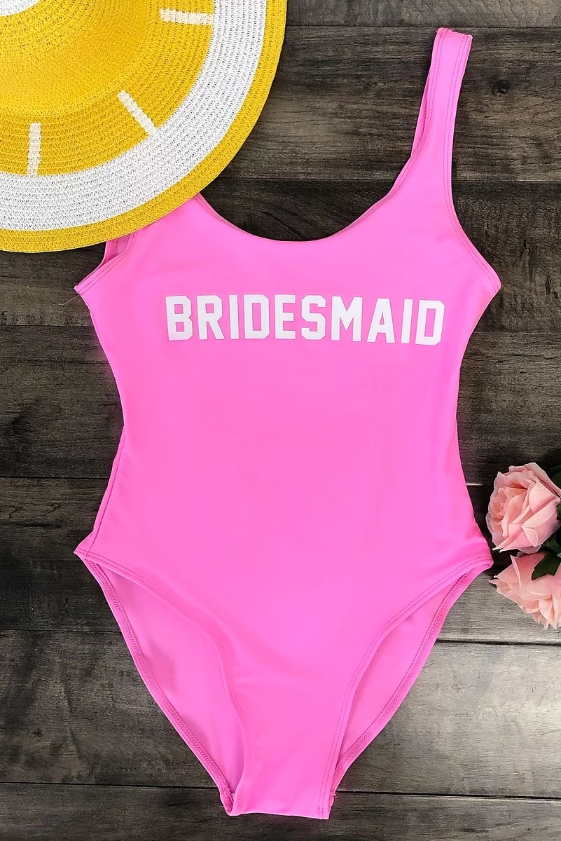 Bridesmaid  One Piece Swimsuit  Pink