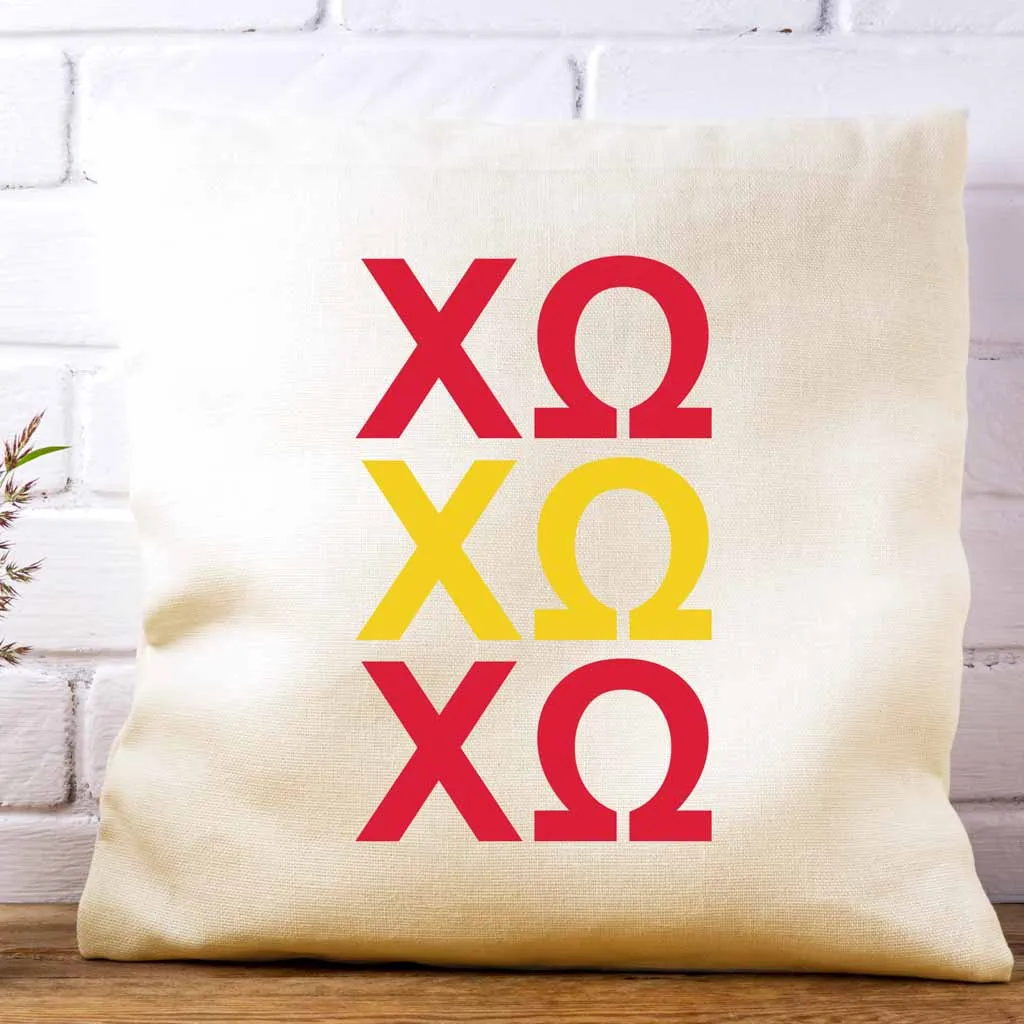 Chi Omega Throw Pillow Cover with Greek Letters