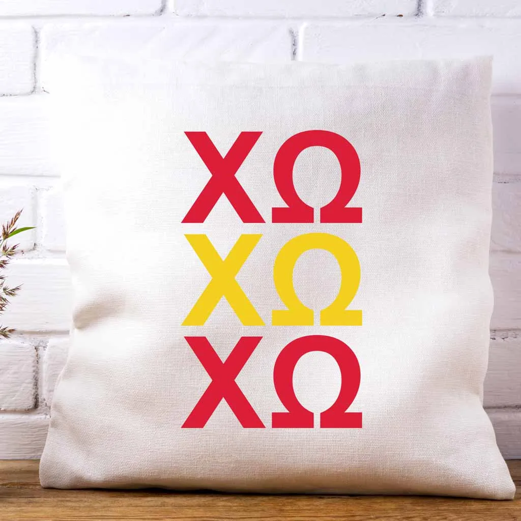 Chi Omega Throw Pillow Cover with Greek Letters