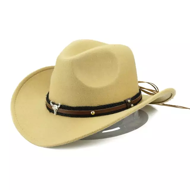 Cowboy hat cow head accessories cowboy hat monochrome felt hat men and women big brim outdoor hat knight hat