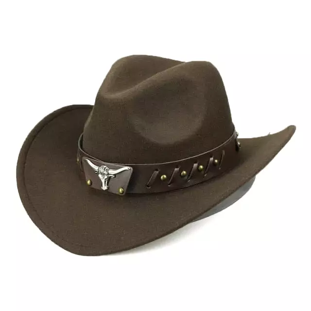 Cowboy hat cow head accessories cowboy hat monochrome felt hat men and women big brim outdoor hat knight hat