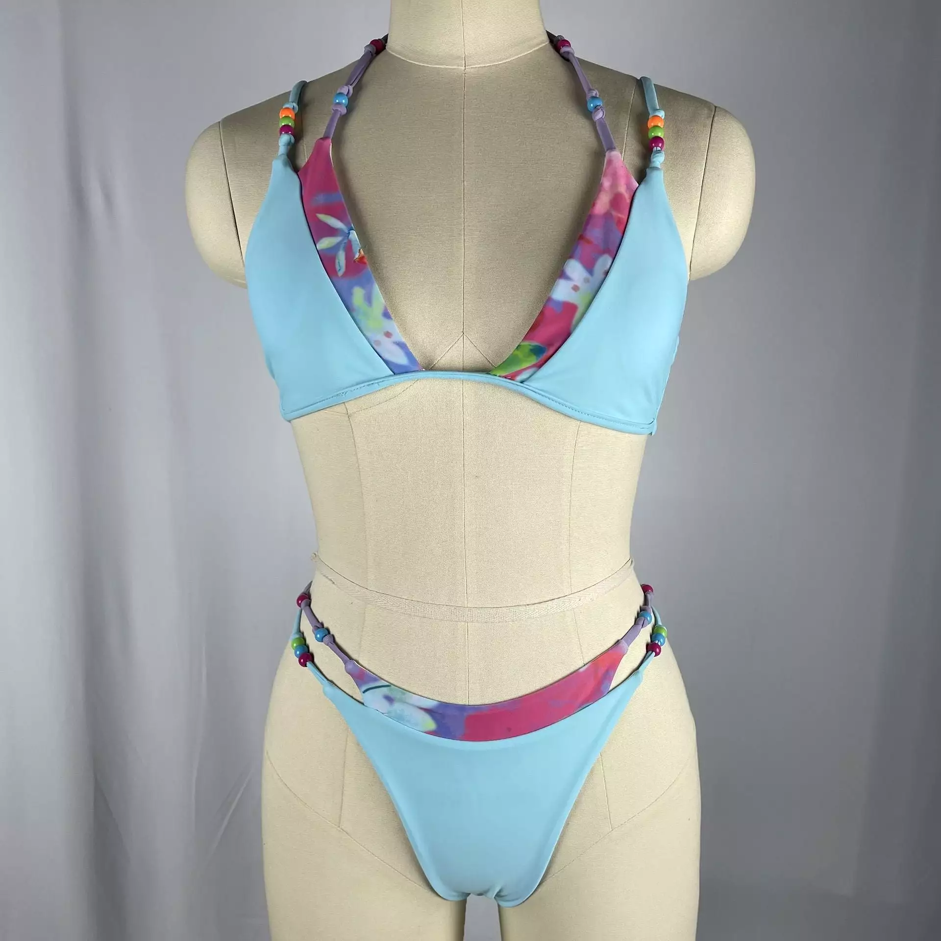 Cross-border stitching contrasting color bikini swimsuit