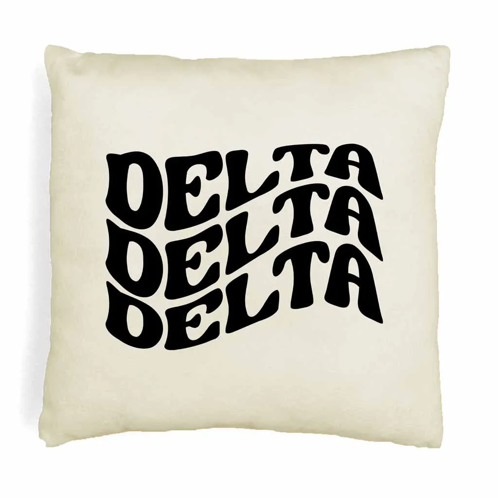 Delta Delta Delta Greek Mod Design on a Sorority Throw Pillow Cover for Dorm Room or Apartment Decor