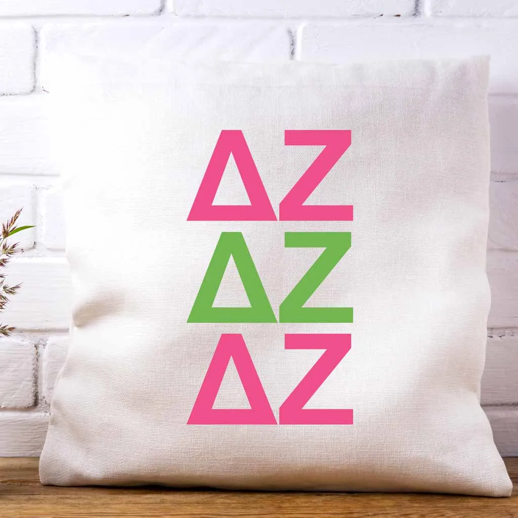 Delta Zeta Throw Pillow Cover with Greek Letters