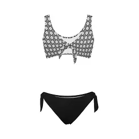 diamond medium print Bow Tie Front Bikini Swimsuit (Model S38)