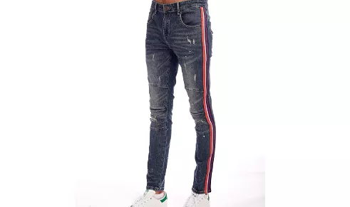 Distressed Prpl Stripe Denim (Dk Indigo) /C1