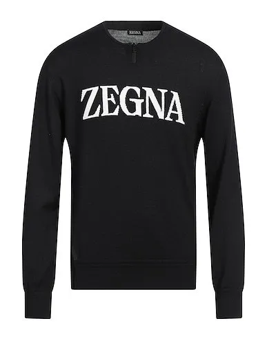 Ermenegildo Zegna  |Crew Neck Bi-color Long Sleeves Oversized Logo Luxury