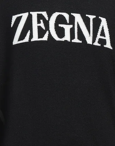 Ermenegildo Zegna  |Crew Neck Bi-color Long Sleeves Oversized Logo Luxury