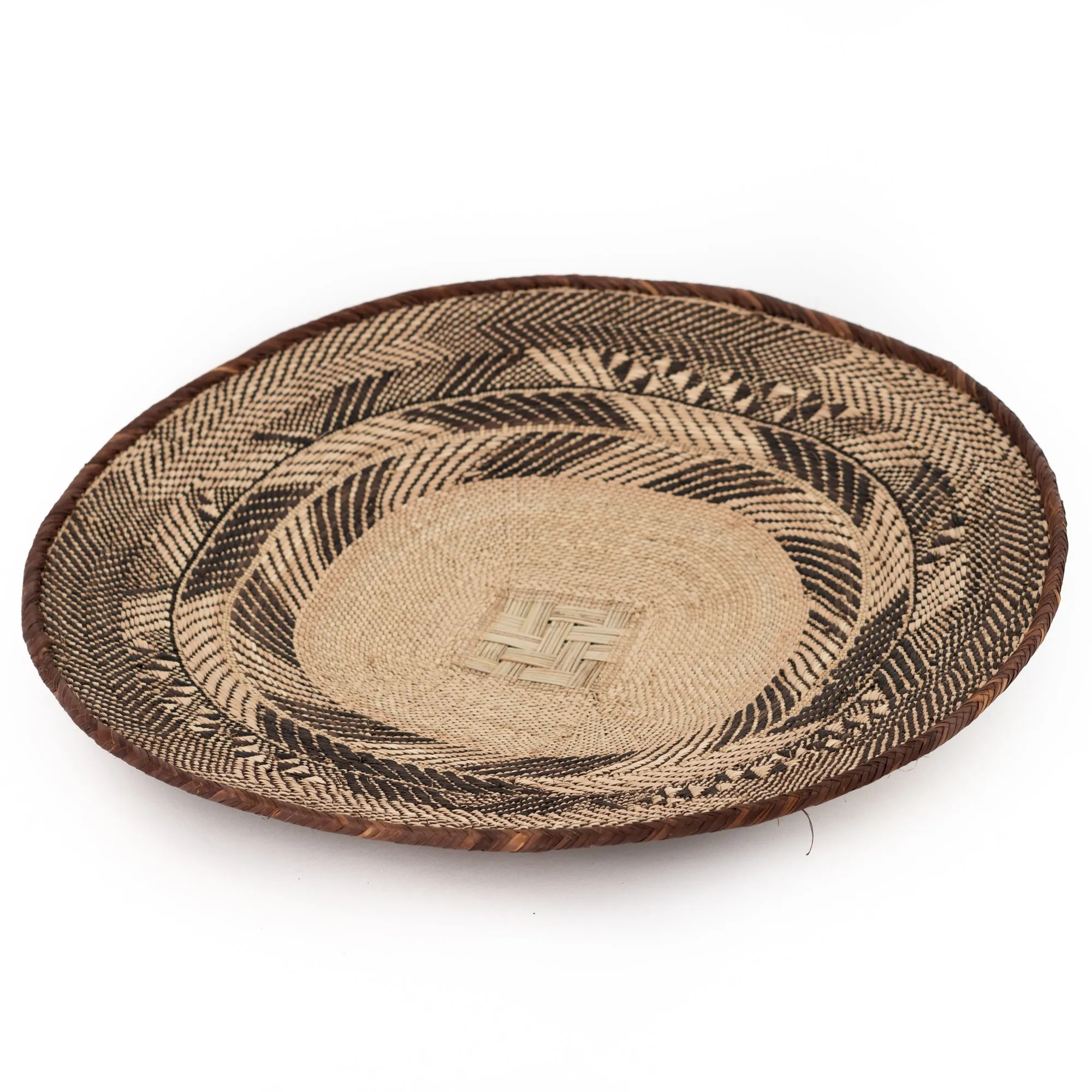 Flat Woven Raffia Basket