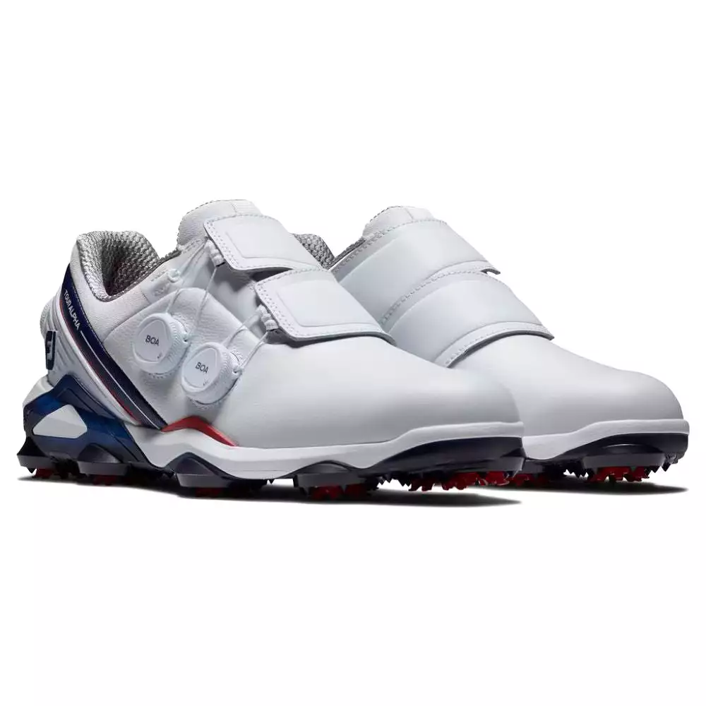 FootJoy Men's Tour Alpha Triple BOA Golf Shoes - White/Red/Navy