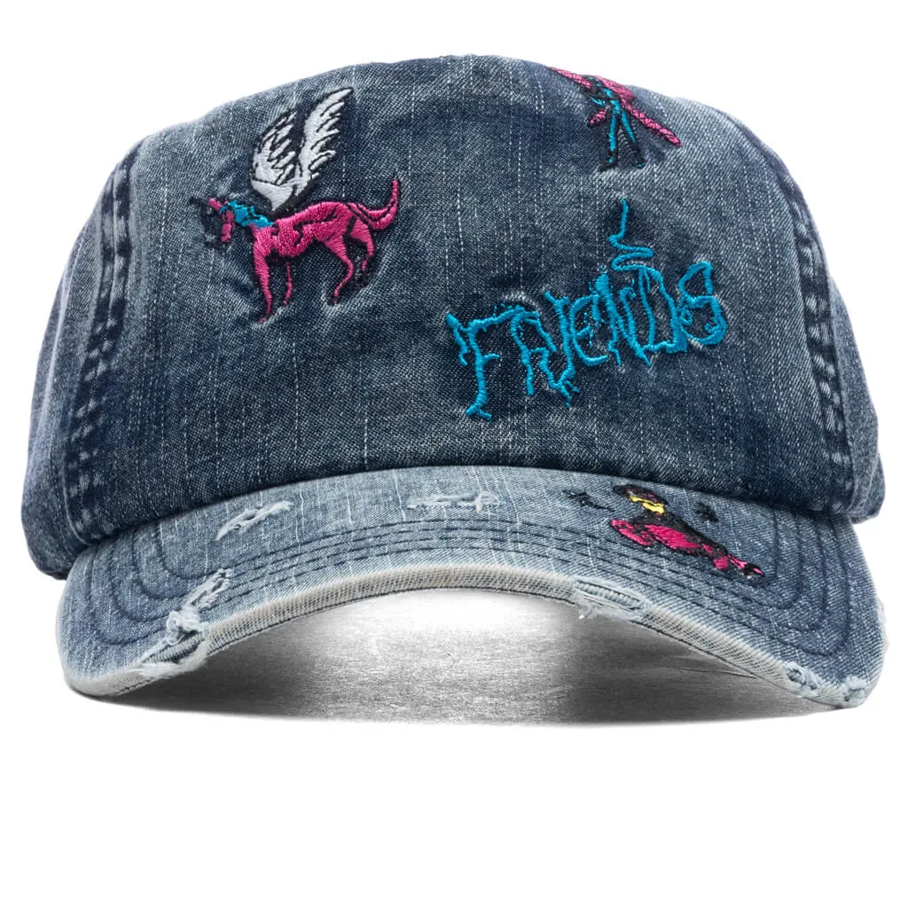 Friends Distressed Denim Cap - Distressed Denim