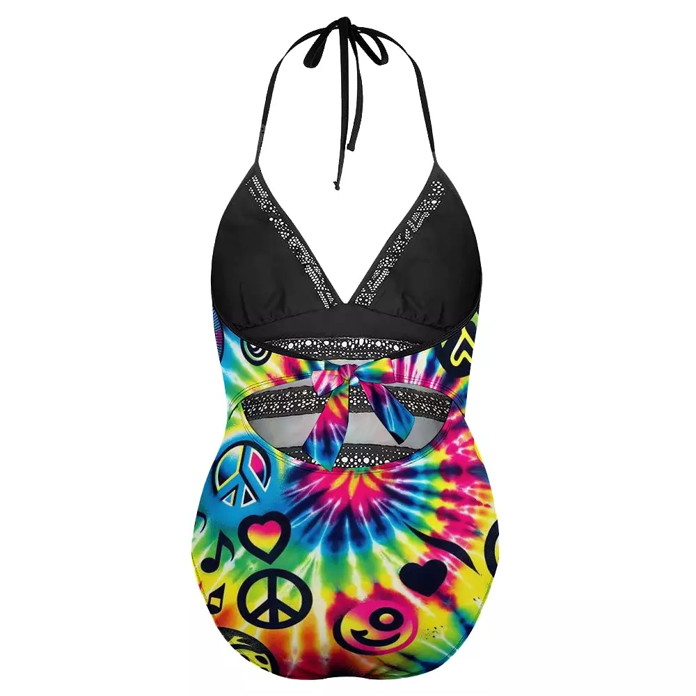 Happy Vibes Plus Size Rave One Piece Swimsuit