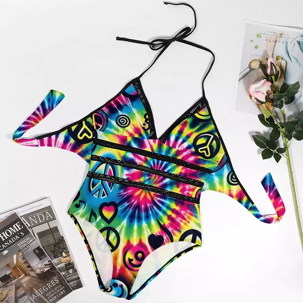 Happy Vibes Plus Size Rave One Piece Swimsuit