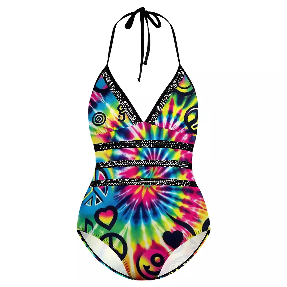 Happy Vibes Plus Size Rave One Piece Swimsuit