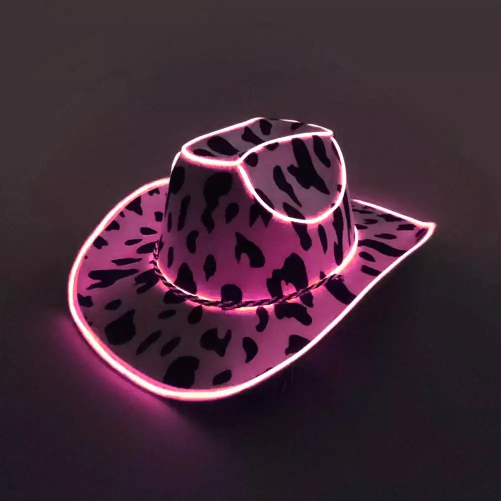 Holiday Light Up Cowboy Hat For Women Pink Holographic Space Cowgirl Hat