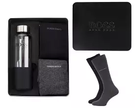 Hugo Boss Glass Water Bottle Socks Gift Set