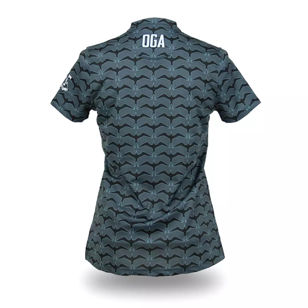 Iwa Flock Charcoal Sky - OGA Ladies Polo - Charcoal / Sky Blue