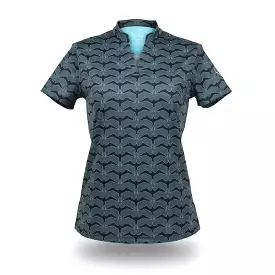 Iwa Flock Charcoal Sky - OGA Ladies Polo - Charcoal / Sky Blue