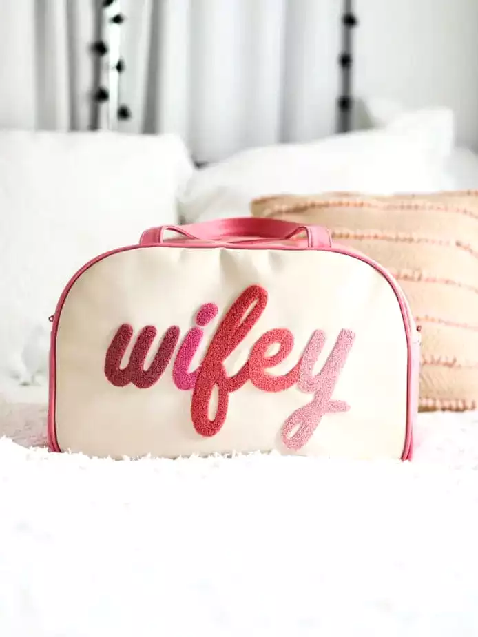 Jadelynn Brooke Pink Wifey Duffle