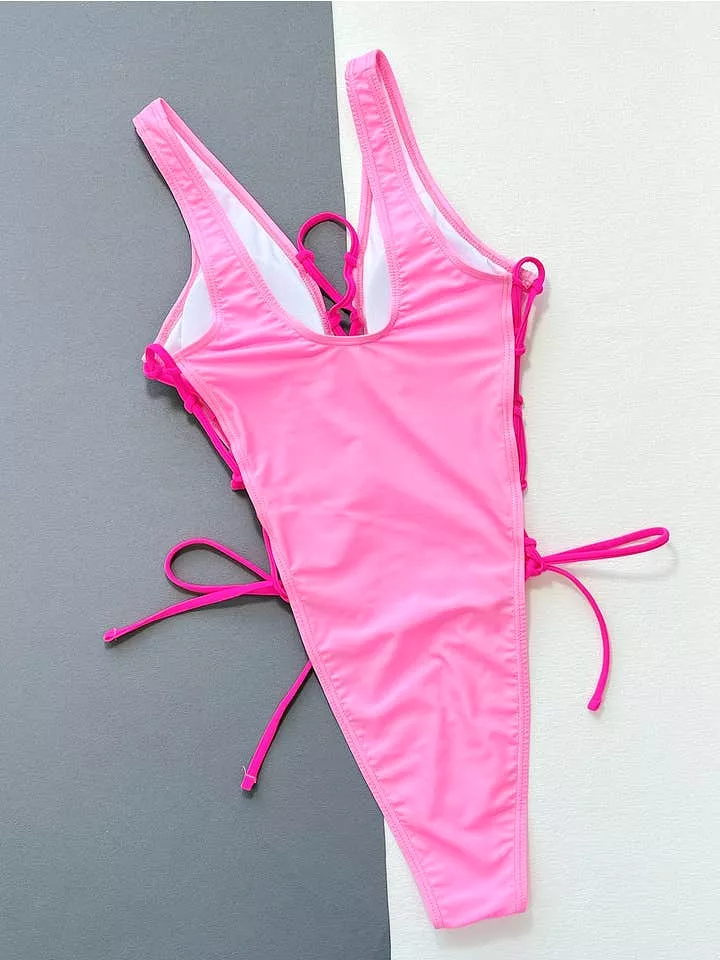 Lace-Up One-Piece Swimsuit