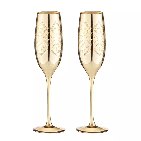 Ladelle Estelle Gold Champagne Glass Set of Two