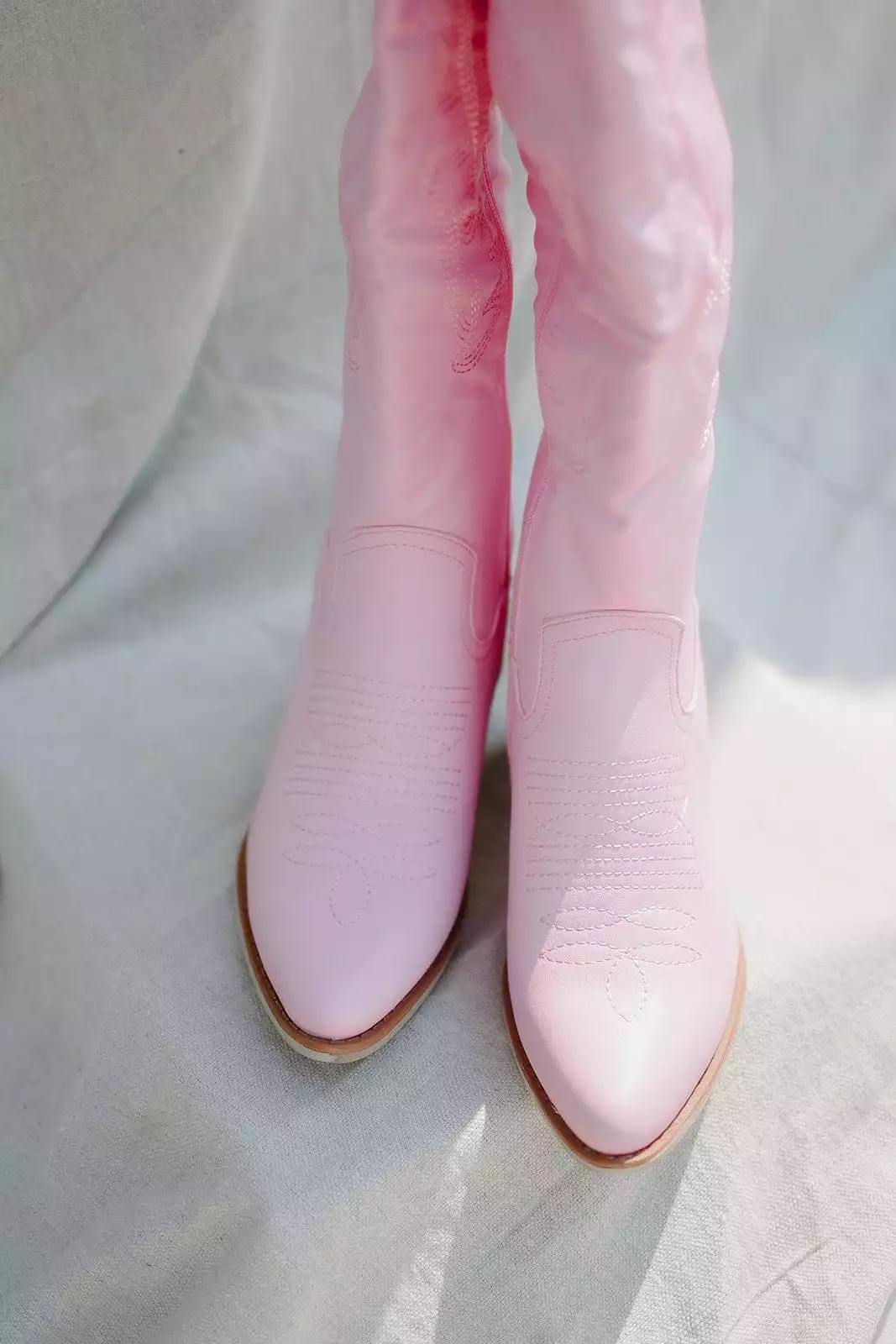 Light Pink Knee High Cowgirl Boots