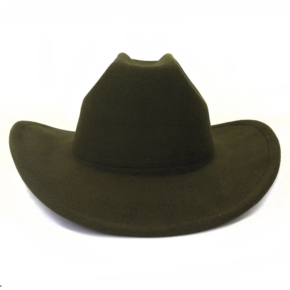 Men and Women Winter Solid Pattern Formal Western Jazz Cowboy Hat