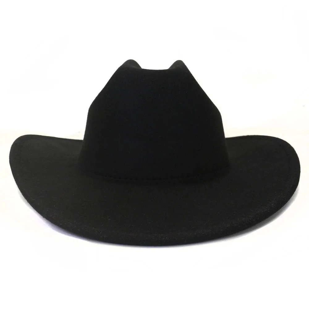 Men and Women Winter Solid Pattern Formal Western Jazz Cowboy Hat