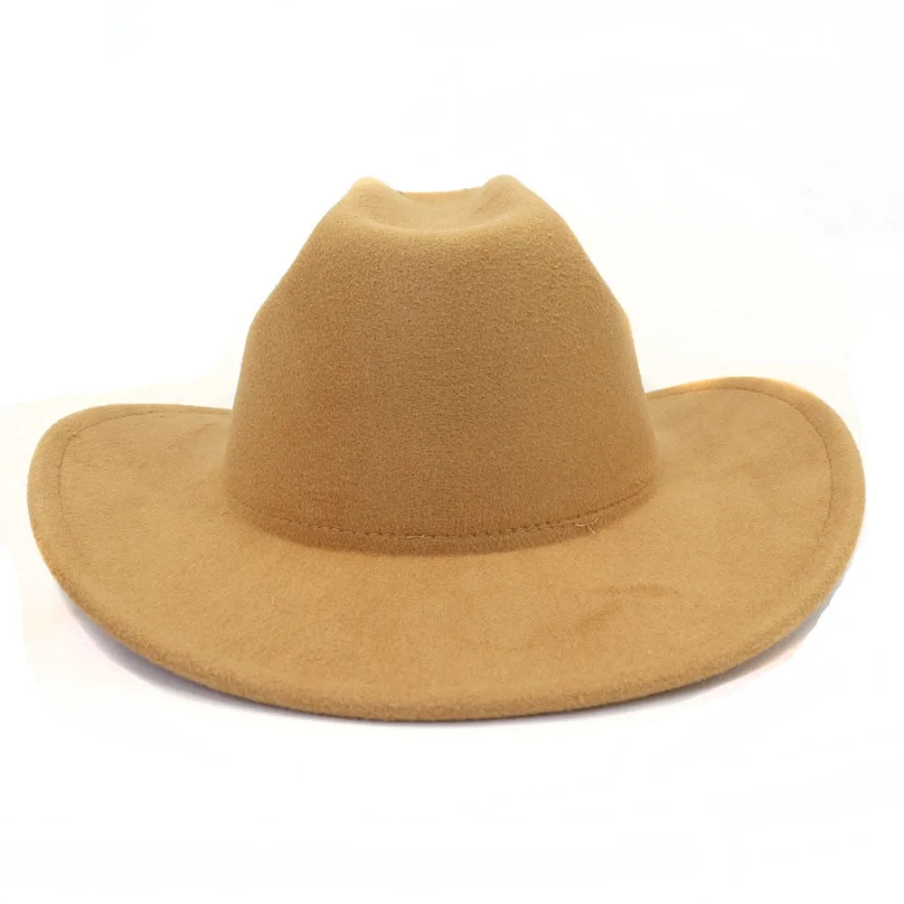 Men and Women Winter Solid Pattern Formal Western Jazz Cowboy Hat