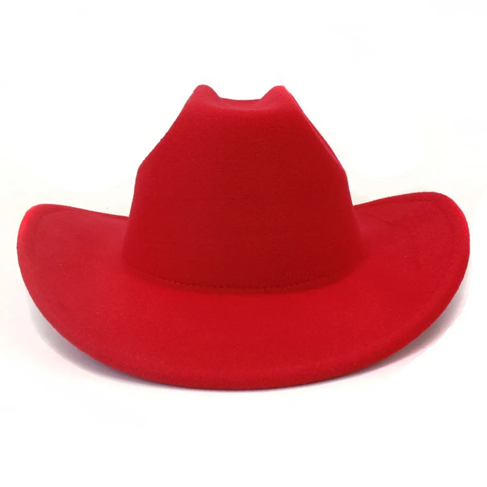 Men and Women Winter Solid Pattern Formal Western Jazz Cowboy Hat