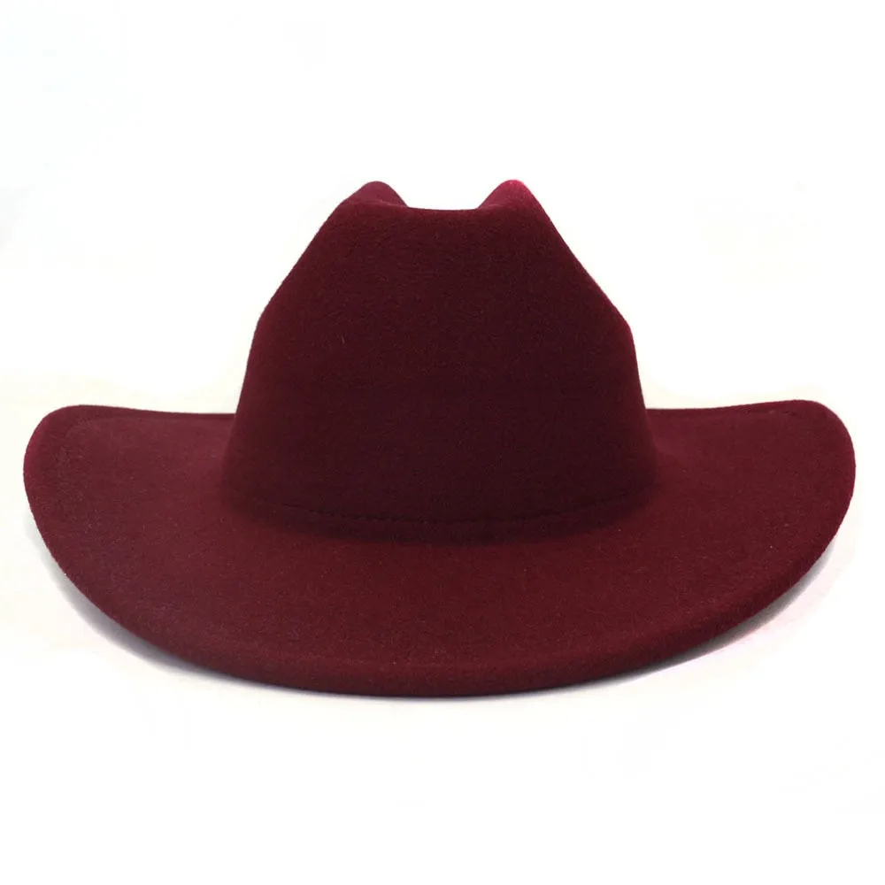 Men and Women Winter Solid Pattern Formal Western Jazz Cowboy Hat