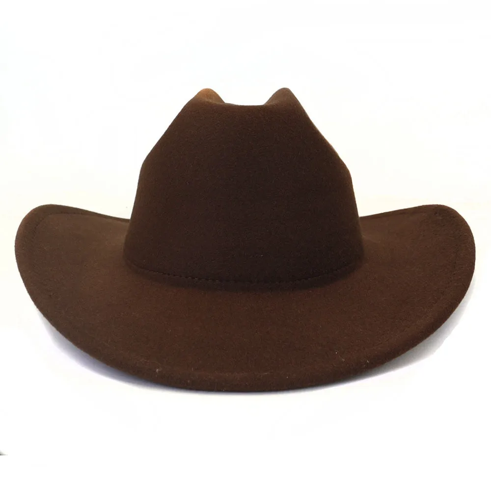 Men and Women Winter Solid Pattern Formal Western Jazz Cowboy Hat