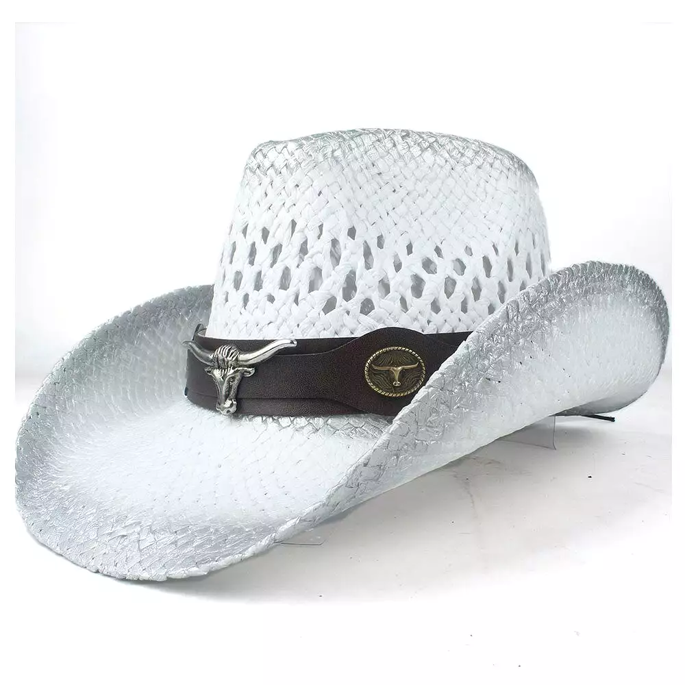 Men Women Straw Western Cowboy Hat Summer Wide Brim Hat Outdoor Sombrero Hombre Cowgirl Hat