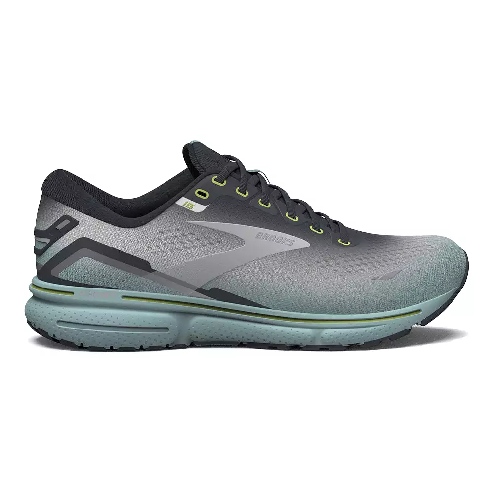 Men's Brooks Ghost 15, Grey/Oyster/Cloud Blue, 12.5 D Medium