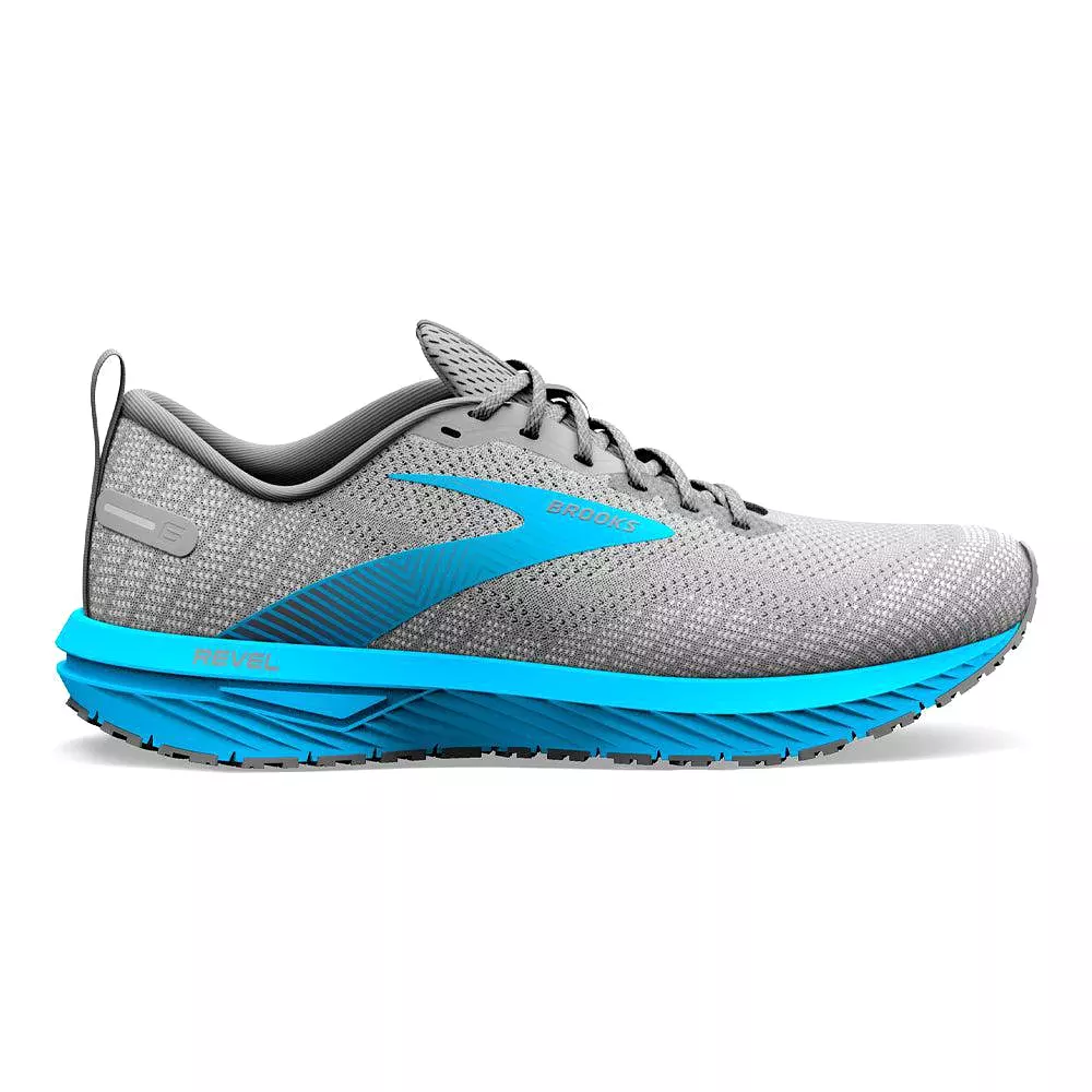 Men's Brooks Revel 6, Blackened Pearl/Blue, 7 D Medium