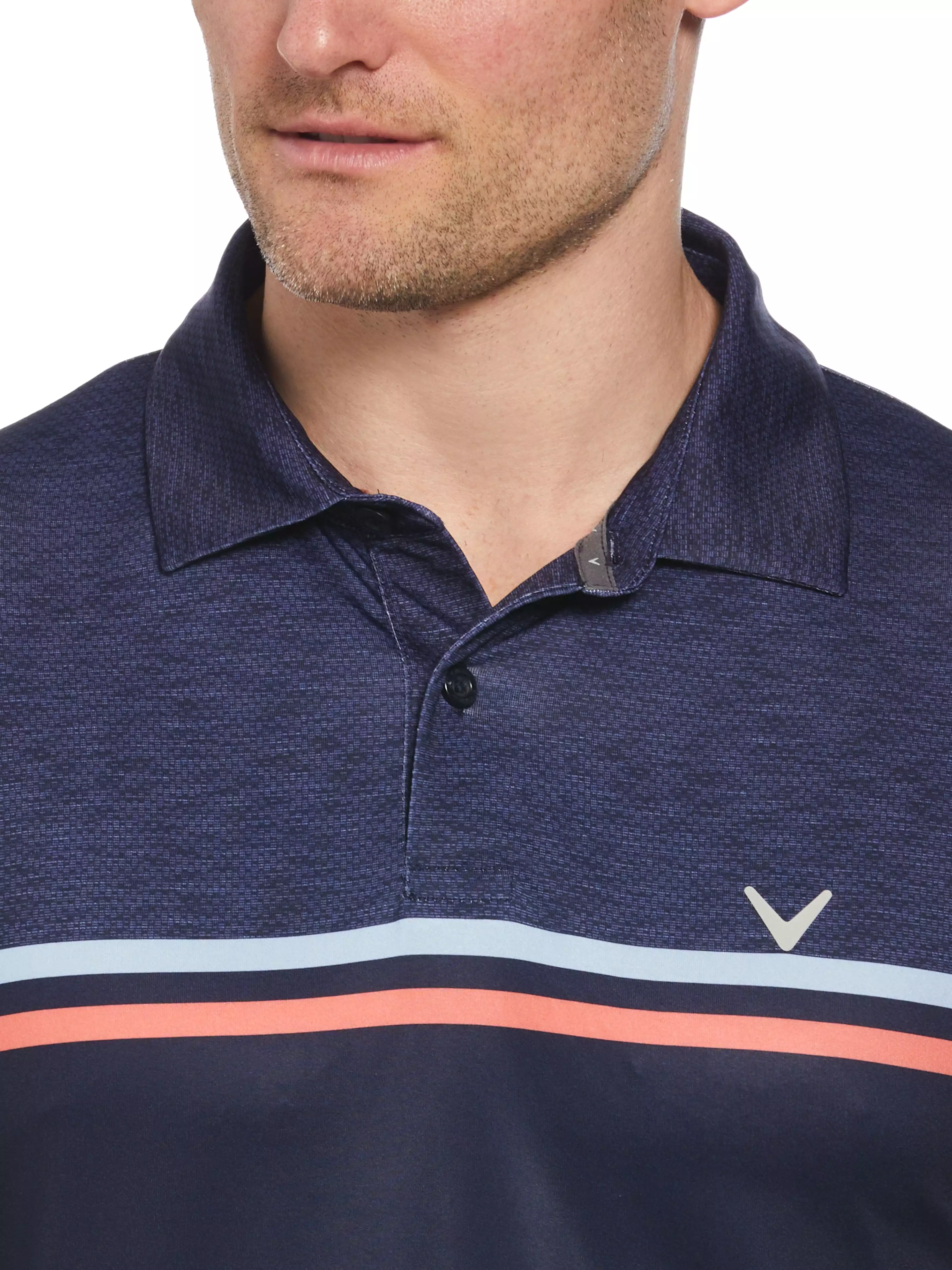 Mens Color Block Pattern Golf Polo